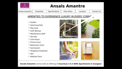 Ansals Amantre offers New Residential Apartments in Gurgaon for Sale
