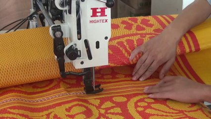 Walking foot zigzag stitching for sewing mats and carpets