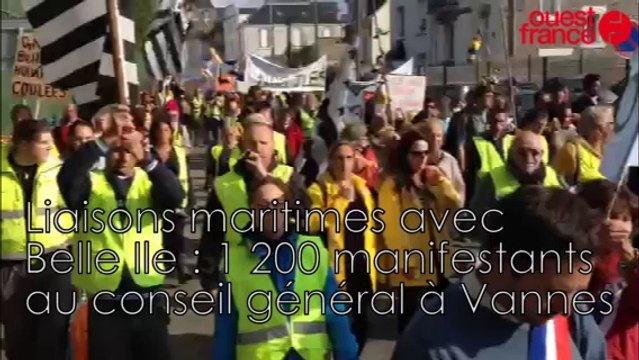 Liaisons maritimes avec Belle Ile : 1 200 manifestants au conseil général à Vannes
