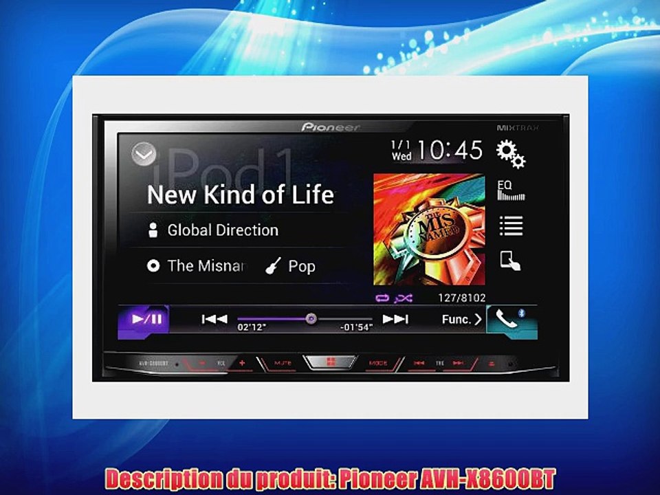 Pioneer AVH-X8600BT Autoradio CD/DVD Noir