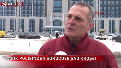 Trafik polisinden sürücüye sağ kroşe!