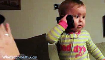Funny Baby Talks To Dad On Phone
