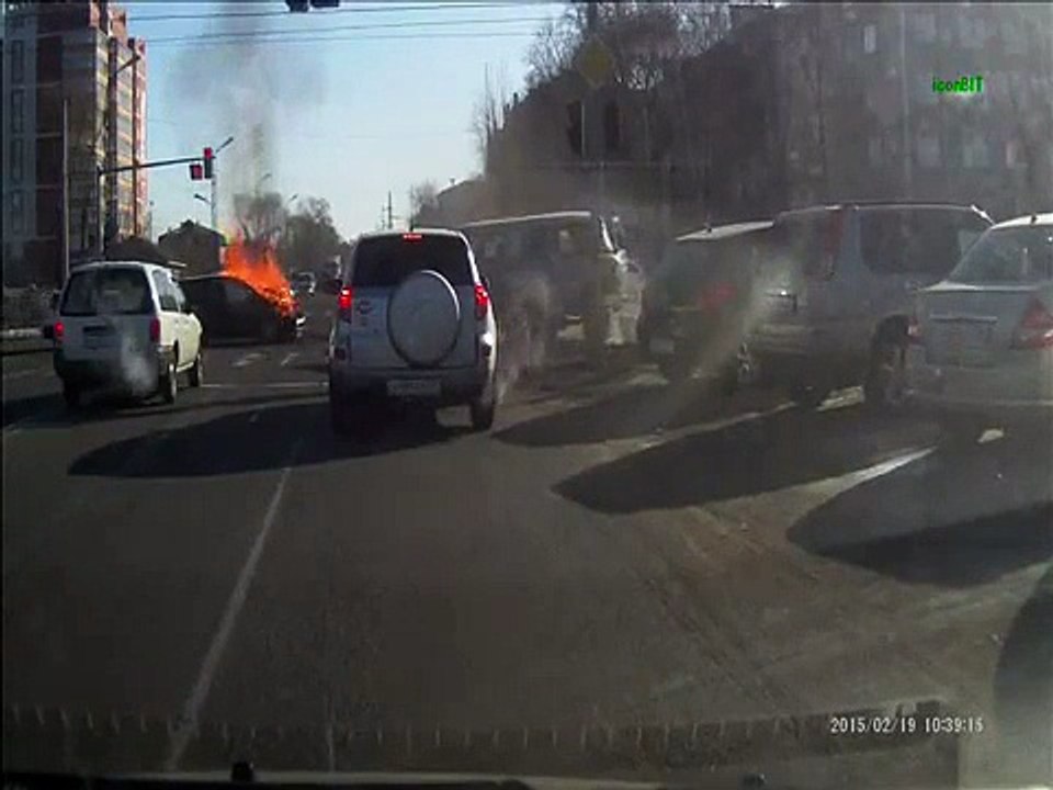 Загорелся - ДТП  в Благовещенске 19.02.2015