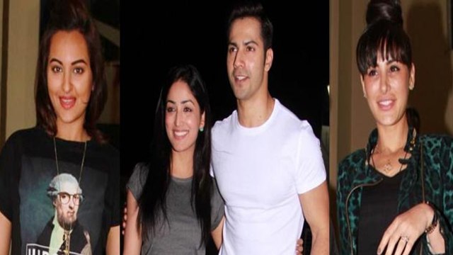 Sonakshi Sinha & Nargis Fakhri At 'Badlapur' Screening | Varun Dhawan | Yami Gautam | Nawazuddin Siddiqui