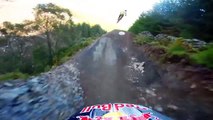 Aggressive Downhill Mountain Bike Racing Red Bull Hardline