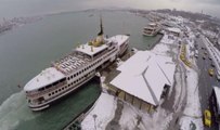 Yoğun kar yağışı sonrası kuş bakışı İstanbul...