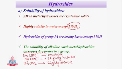 Hydroxides/Carbonates/Nitrates of Group IA & IIA