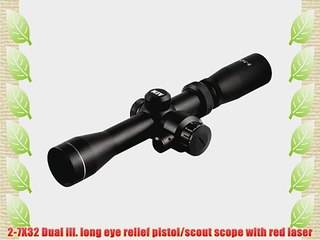Aim Sports 2-7X32 Dual III. Long Eye Relief Scope with Red Laser and Rings