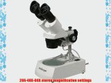 AmScope SE306R-PZ Forward Binocular Stereo Microscope WF10x and WF20x Eyepieces 10X-80X Magnification