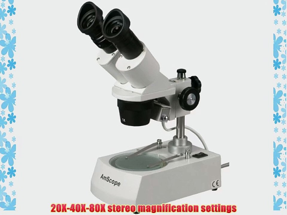 AmScope SE306R-PZ Forward Binocular Stereo Microscope WF10x and WF20x Eyepieces 10X-80X Magnification