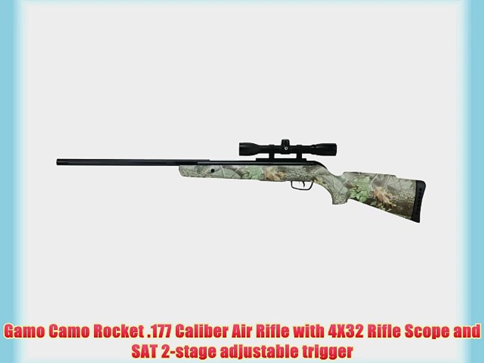 Gamo Camo Rocket .177 Caliber Air Rifle with 4X32 Rifle Scope and SAT 2-stage adjustable trigger