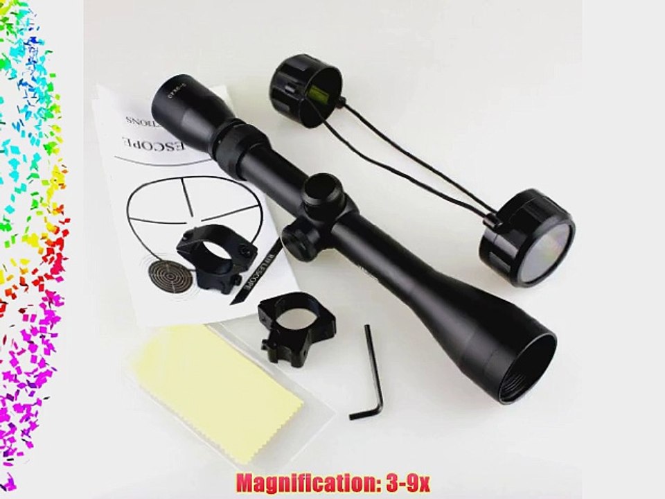 Tactical 3-9x40 optics R4 reticle crosshair air sniper airsoft hunting rifle scope   free mounts