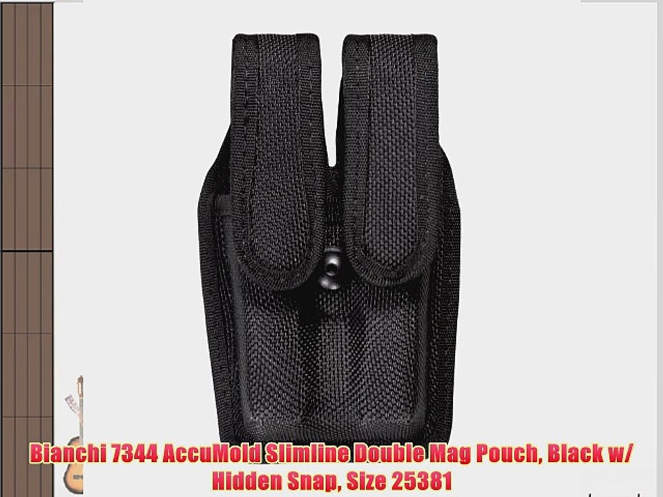 Bianchi 7344 AccuMold Slimline Double Mag Pouch Black w/ Hidden Snap Size 25381