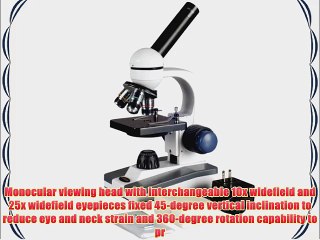 Descargar video: AmScope M150C-PS25 Compound Monocular Microscope WF10x and WF25x Eyepieces 40x-1000x Magnification