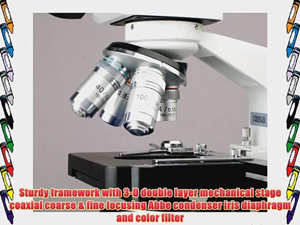 AmScope B120C-E1 Siedentopf Binocular Compound Microscope 40X-2500X Magnification Brightfield