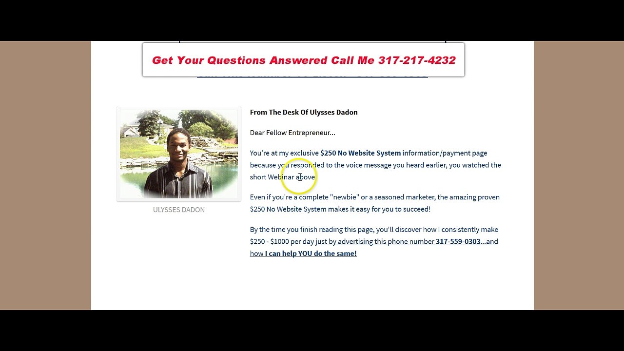 $250 Testimonial  No Website  Ulysses Dadon