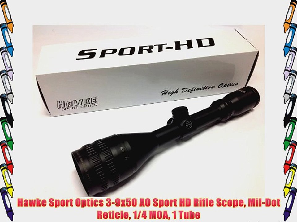 Hawke Sport Optics 3-9x50 AO Sport HD Rifle Scope Mil-Dot Reticle 1/4 MOA 1 Tube