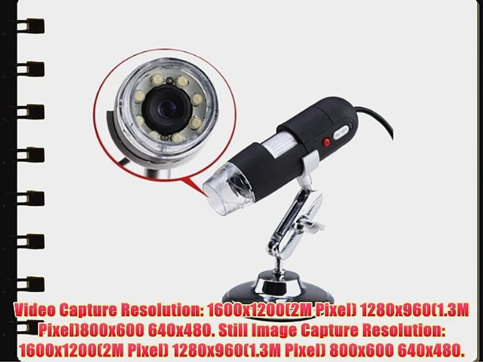 50X to 500X 8-LED USB Digital Microscope 2.0MP Video Camera With Hands Free Stand