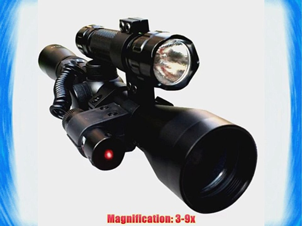 CVLIFE 3-9x40 Crosshair Optics Sniper Riflescope With Red Dot Laser Sight and 501B Torch Combination