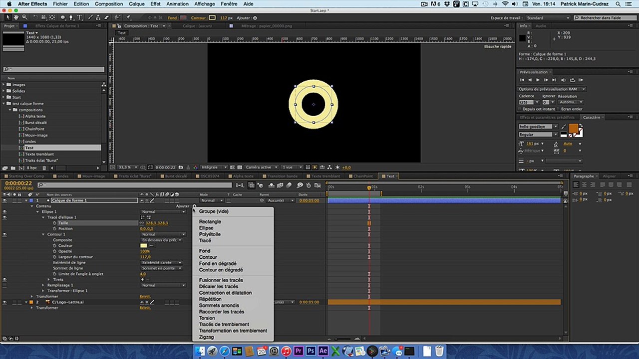 Utiliser un calque de forme et un cache alpha pour animer un dessin