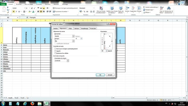 Tuto - Excel 2010 - Orientation du texte