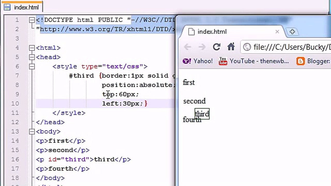 ---XHTML and CSS Tutorial - 37 - Relative Positioning