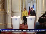 Ukraine: Hollande et Merkel appellent à l'application des accords de Minsk