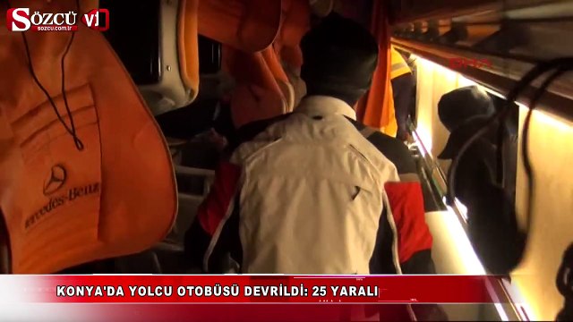 Konya'da yolcu otobüsü devrildi 25 yaralı