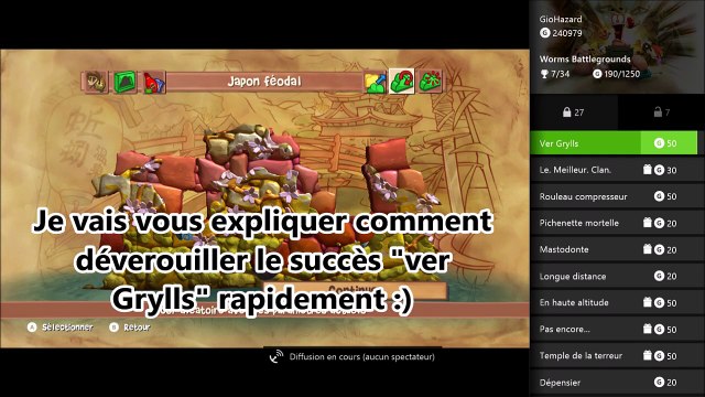 Worms Battlegrounds - Succès VER GRYLLS Achievement Achiever - Xbox One