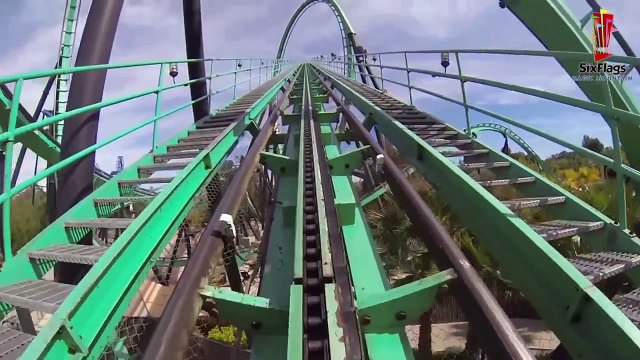 Six Flags Magic Mountain Riddler's Revenge POV HD Roller Coaster On-Ride Front Seat Stand-Up GoPro