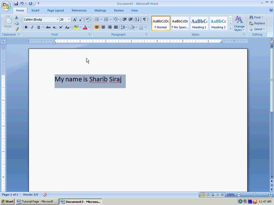 Word Tutorial: Text Selection & Font Size