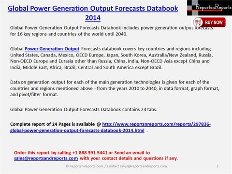 Power Generation Output Industry – Worldwide Trends, Strategies and Opportunities