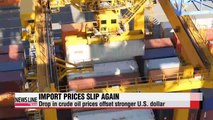 Korea's import prices drop for seventh consecutive month