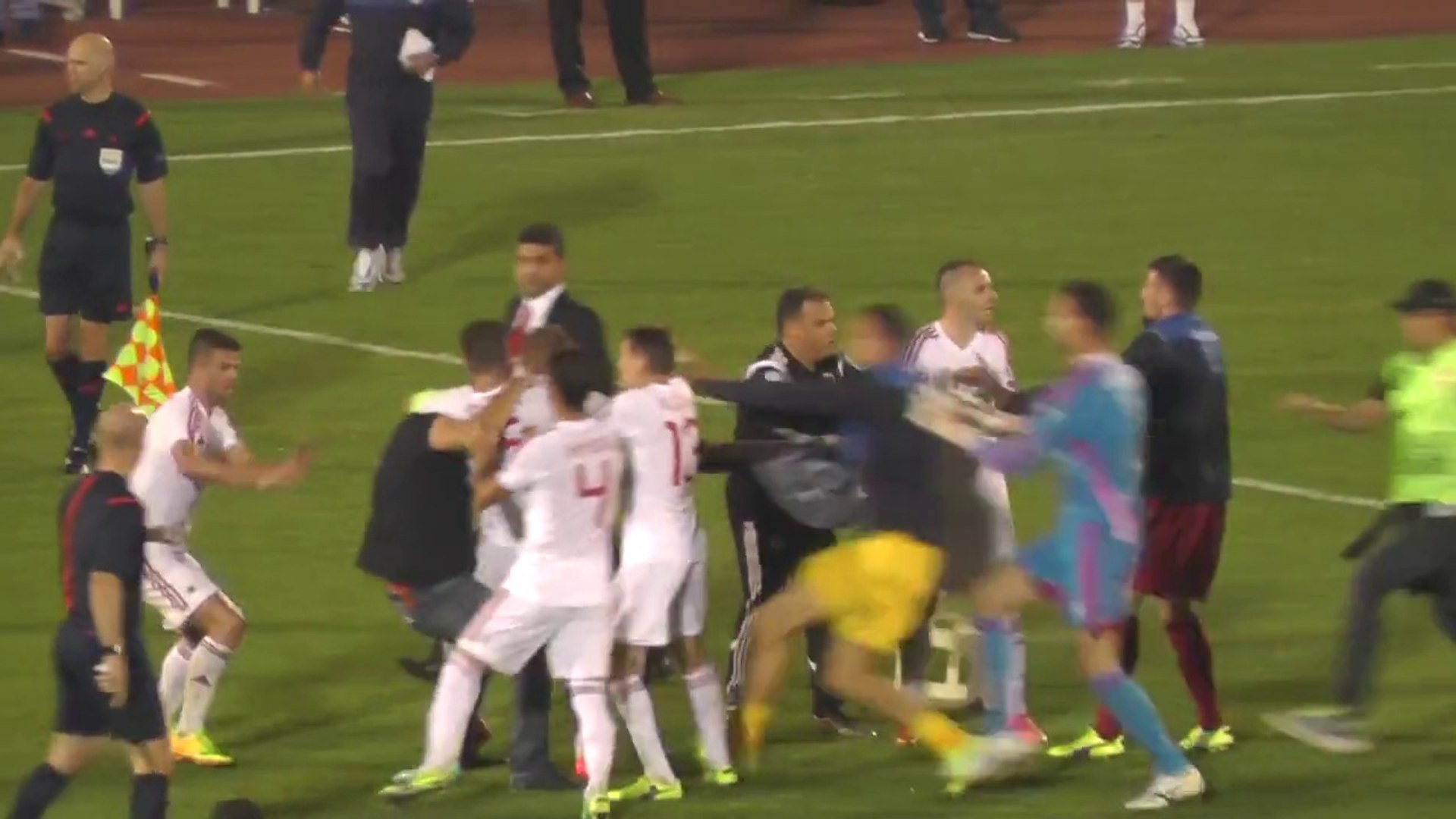 La bagarre entre joueurs et supporters lors de Serbie Albanie - Vidéo  Dailymotion