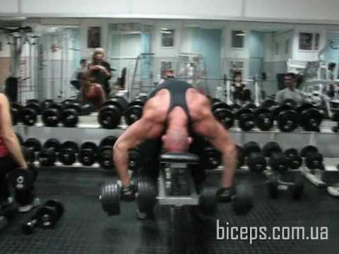 Тяга для задних дельт с упором головой в скамью. Упражнения для развития мышцы плеча.