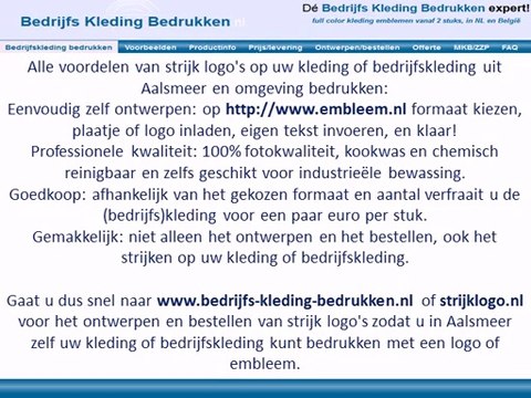 Kleding bedrijfskleding bedrukken Aalsmeer