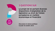 [Questions sur] Le projet de loi portant diverses dispositions d'adaptation de la législation au droit de l'Union européenne en matière économique et financière