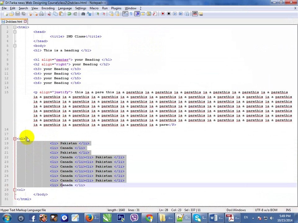 2nd Class Of Web Designing Course By www.tarkanews.com