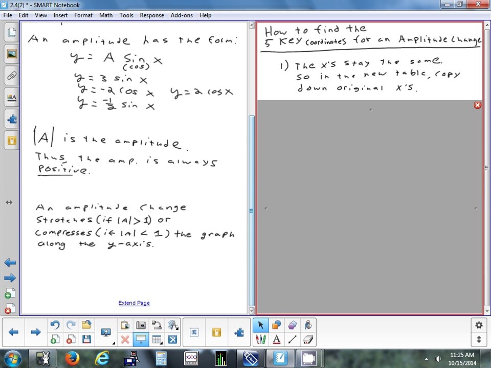 2.4(2) Transformations of Sine & Cosine - Amplitude Change & Vertical Shift 10-15-14