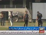 Hafeez batting practice with Saeed Ajmal (New Bowling Action)