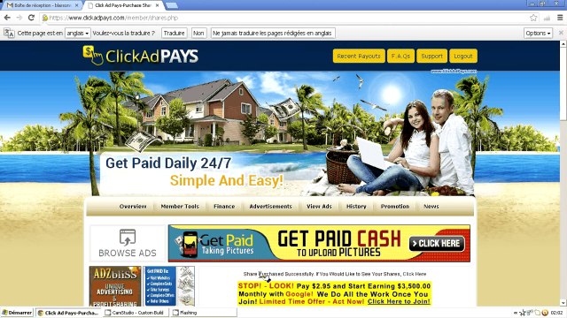 Vidéo Comment Gagner de l'argent avec ClickAdPays Facilement !