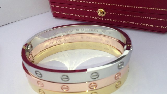 Cartier Love Bangle in 18k Yellow Gold, White Gold & Pink Gold