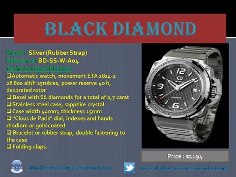 Black Diamond -Swiss Diamond Luxury Watches For Men