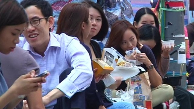 Office workers join protests