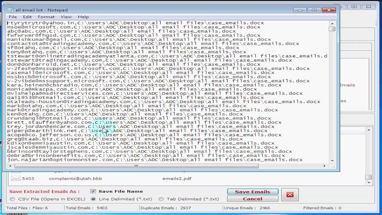 Extract Emails from File
