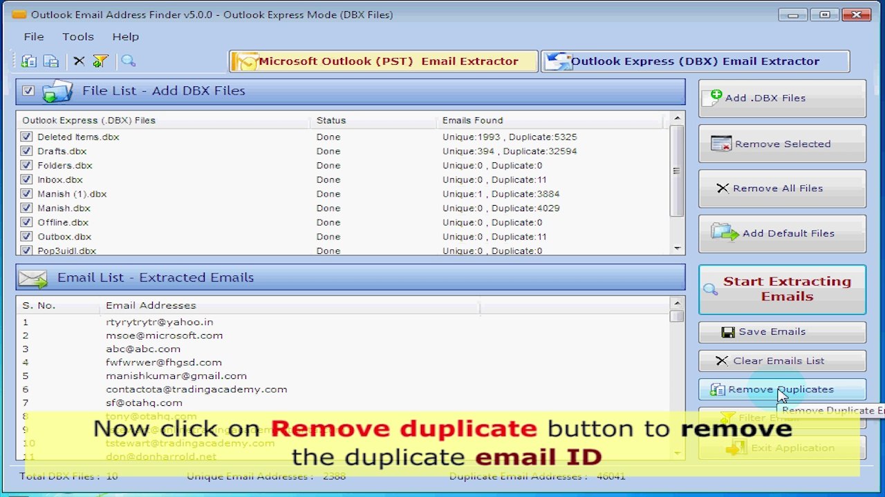 How to extract email addresses from outlook?