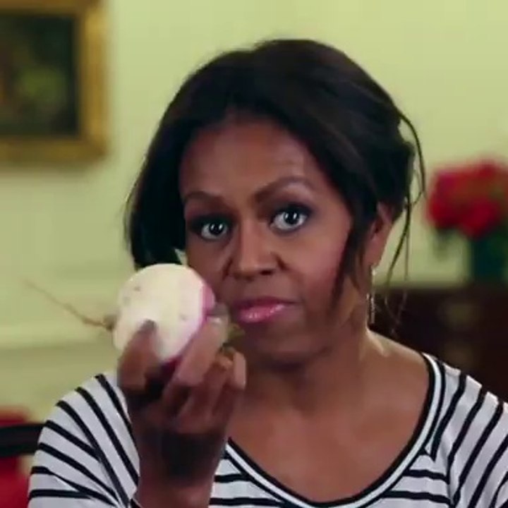 Michelle Obama dancing with a turnip is unexpected