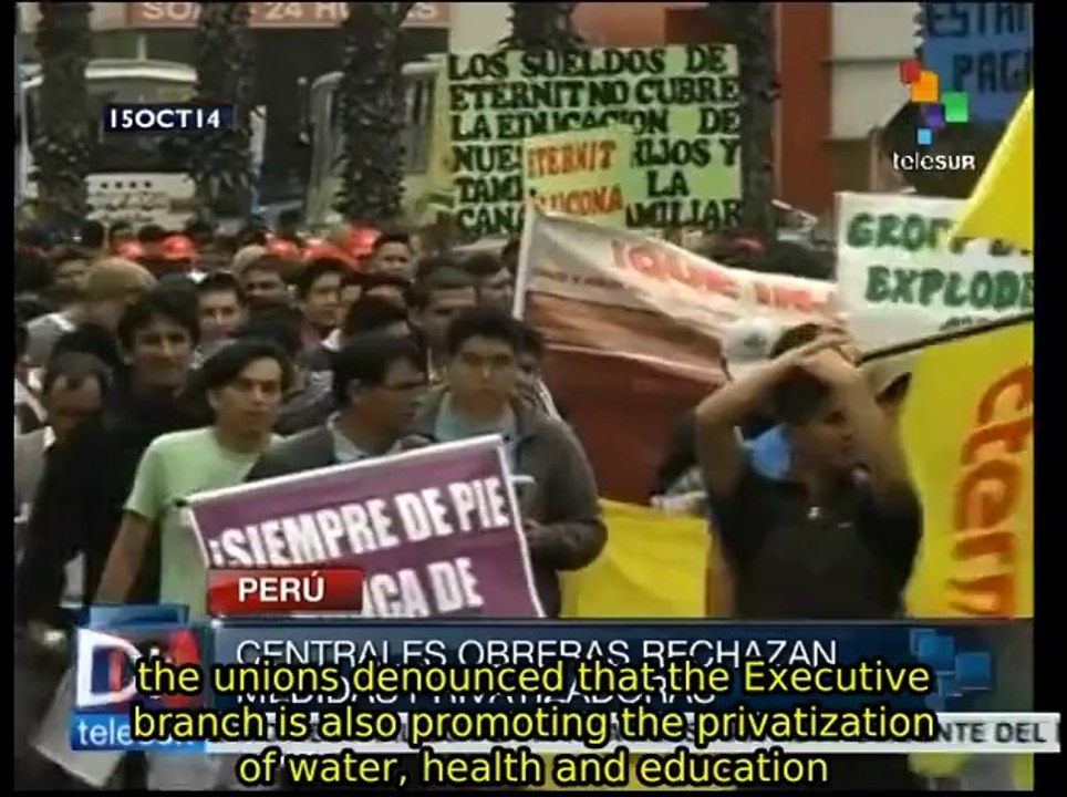 Peruvian Workers' federations protest privatizations