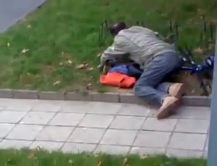 Drunk guy tries to ride his bike