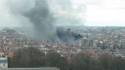 Incendie à Ixelles (vu d'en haut)